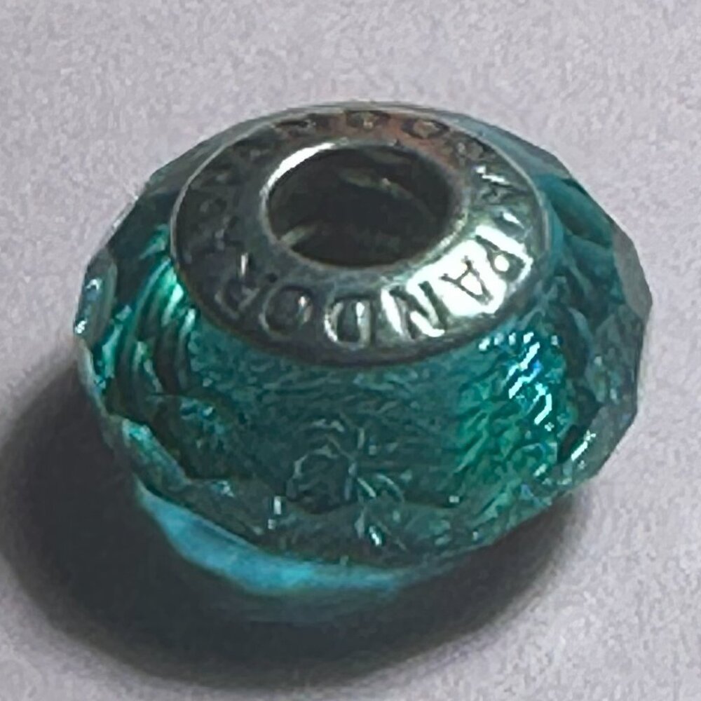 Teal Shimmer Glass Charm
